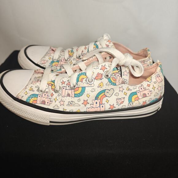 Converse Girls Kid Youth Size 2 All Star Rainbow Castle Rainbow Low Top 372944F - Picture 3 of 9